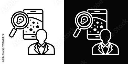 Tele Dermatology Icon In Black And White Style