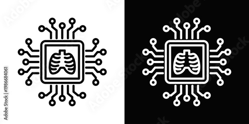 Imaging AI Icon In Black And White Style