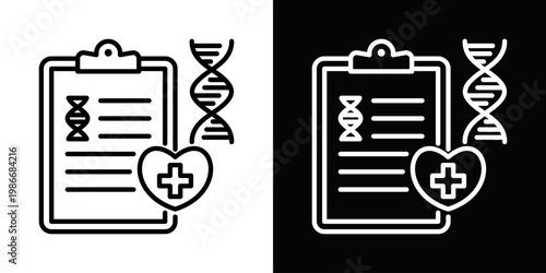 Genomic Health Icon In Black And White Style