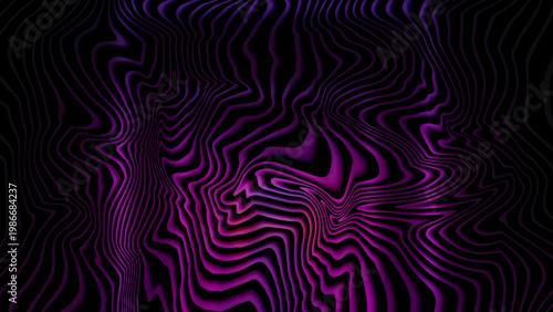 Vibrant purple and black abstract background with wavy lines