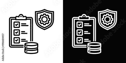 Data Governance Icon In Black And White Style
