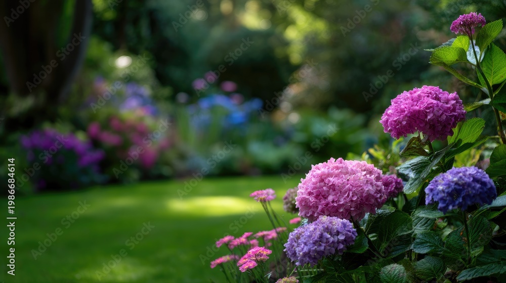 Obraz premium Vibrant Blossoms in a Lush Garden with Soft Natural Light