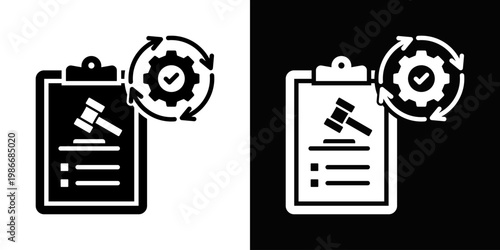 Compliance Automation Icon In Black And White Style