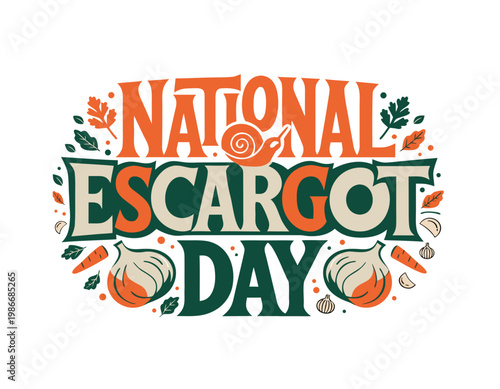 National Escargot Day Vector Illustration, French Fine Dining Escargot Food Concept