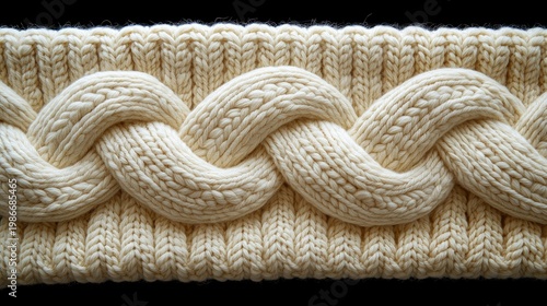 cream color knitted fabric with braided pattern
