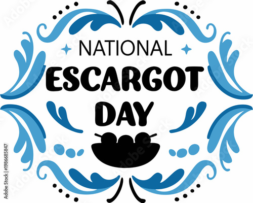 Escargot Food Day Vector Art, Gourmet Snail Dish Illustration Isolated on White Background