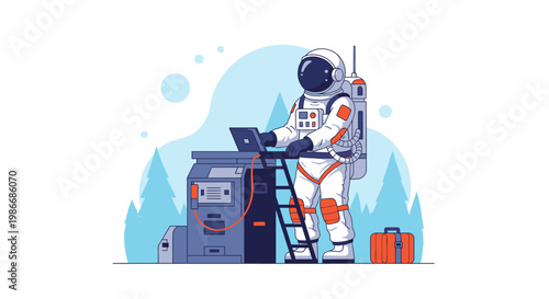 Astronaut in Space Suit Working.