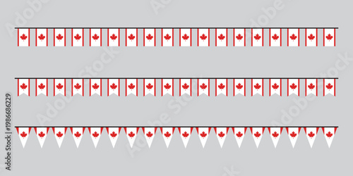 Seamless Canada Flag Party Bunting Border Background – Flat Design Illustration