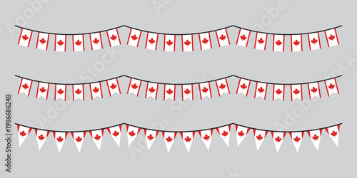 Seamless Canada Flag Party Bunting Border Background – Flat Design Illustration