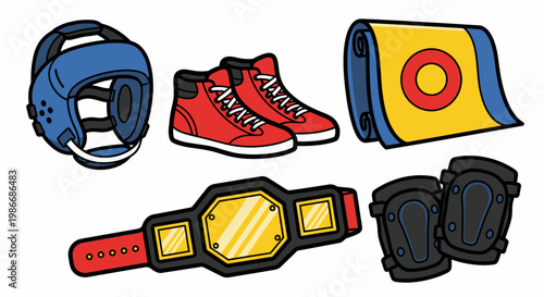 Martial arts protective gear equipment set.