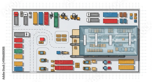 Detailed Layout of a Large Industrial Warehouse and Storage Facility.