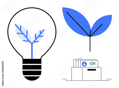 Sustainability concept. Sustainability ed through growth ideas, eco-friendly innovation, and recruitment. Sustainability for energy, nature, business, career, and HR solutions