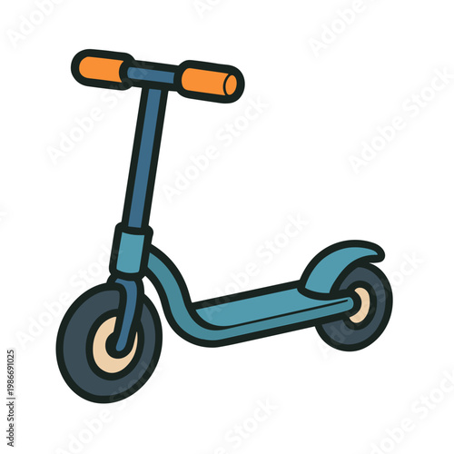 Cute Cartoon Kick Scooter with Blue Handles and Black Wheels for Kids and Urban Mobility