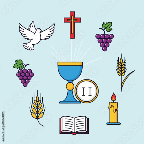 A collection of Christian communion symbols