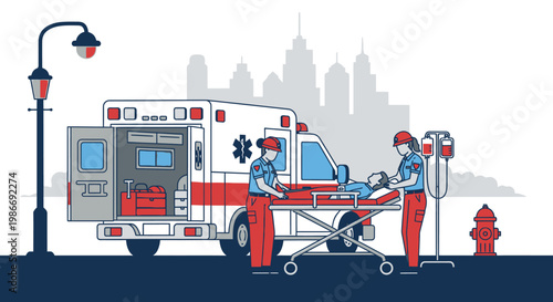 Emergency Medical Technicians Transporting Patient.