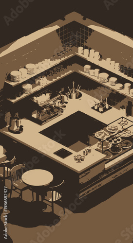 Interior of a modern sushi restaurant.