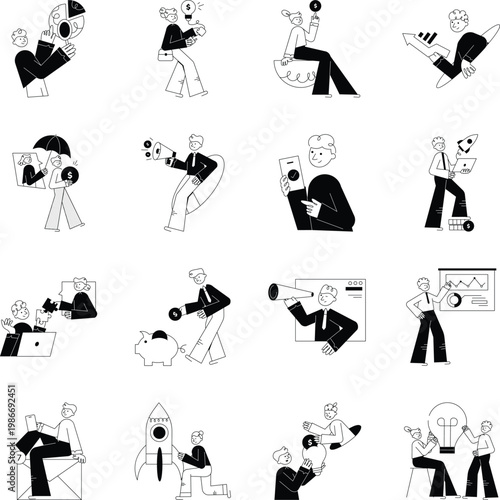 Collection of Business Doodle Style Illustrations 
