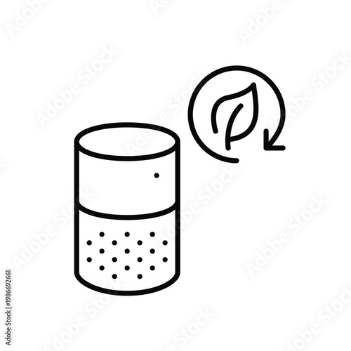 Smart speaker, leaf in renew arrow. Sustainable virtual assistant. Pixel perfect, editable stroke vector icon