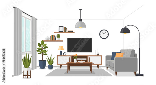 Modern living room with sofa and TV 1.