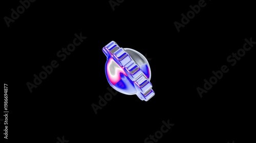 Abstract Shape Metal Steel Glossy Reflection Chrome Holographic Hologram Trance Y2K