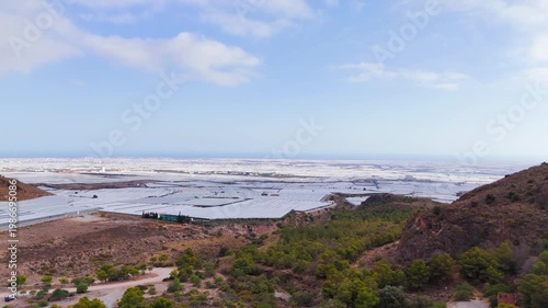 industry landscape agriculture greenhouse modern equipment field border nature environment protection industrial frontier summer horizon business - Andalusia, Spain - 2025