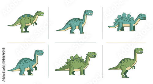 Dinosaur illustrations in various poses.