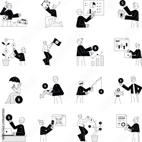 Pack of Finance Doodle Style Illustrations 
