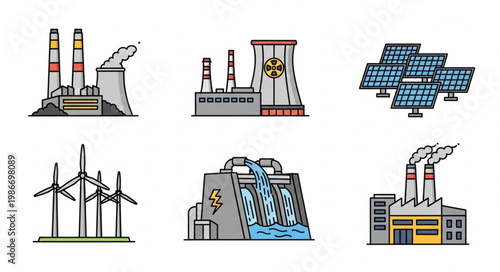 Diverse Energy Sources - Coal, Nuclear, Solar, Wind, Hydro, and Industrial Power.