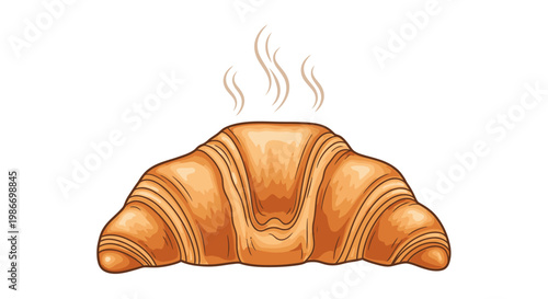 Freshly baked golden brown croissant pastry.