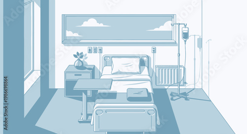 Hospital Bed with Medical Equipment Inside.