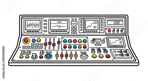 Industrial control panel with buttons.