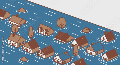 houses flooded in the water.