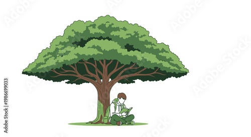 Person sitting under a tree.