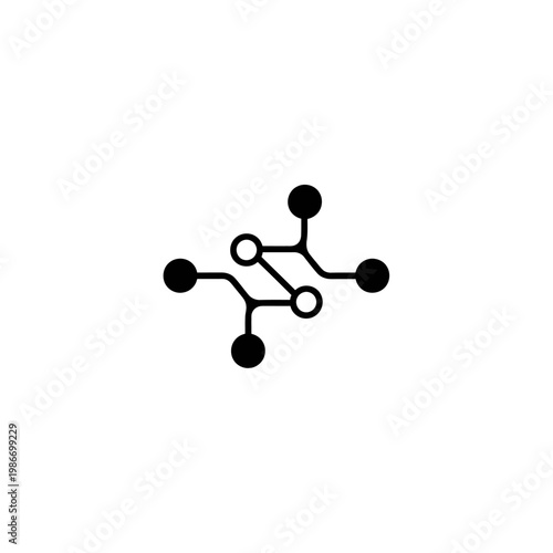 Black molecular structure chemistry symbol.