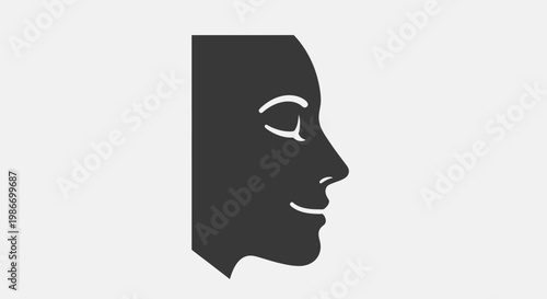 Black silhouette of a face profile.