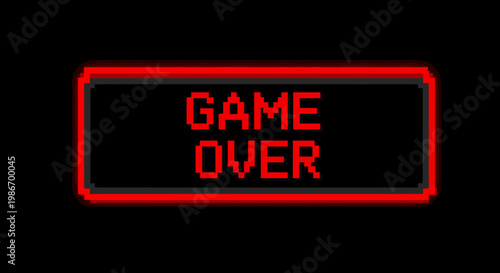 Retro Game Over Screen Displayed in Red Neon Light.