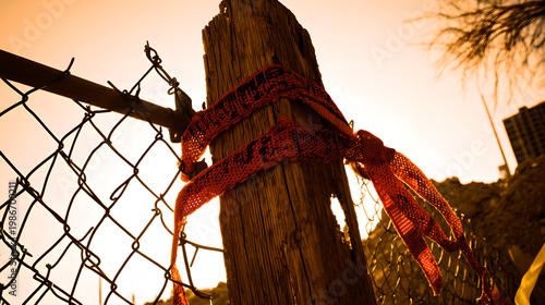 disavowal. Construction site with abstract industrial elements, metal and concrete textures, and dramatic side lighting. real-estate listings.