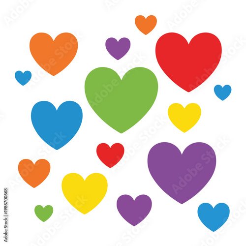 A colorful arrangement of hearts