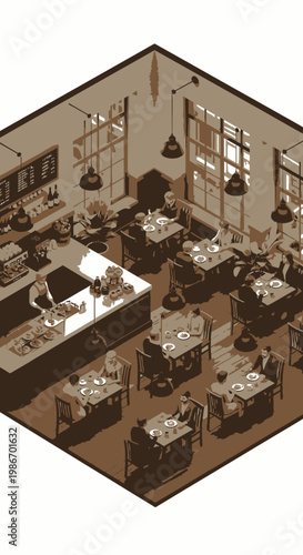 Dining tables and chairs arrangement.