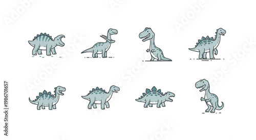 Dinosaur illustrations in various poses 1.