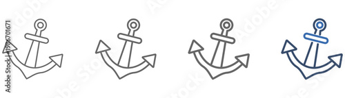 
outline icon set anchor with anchor design