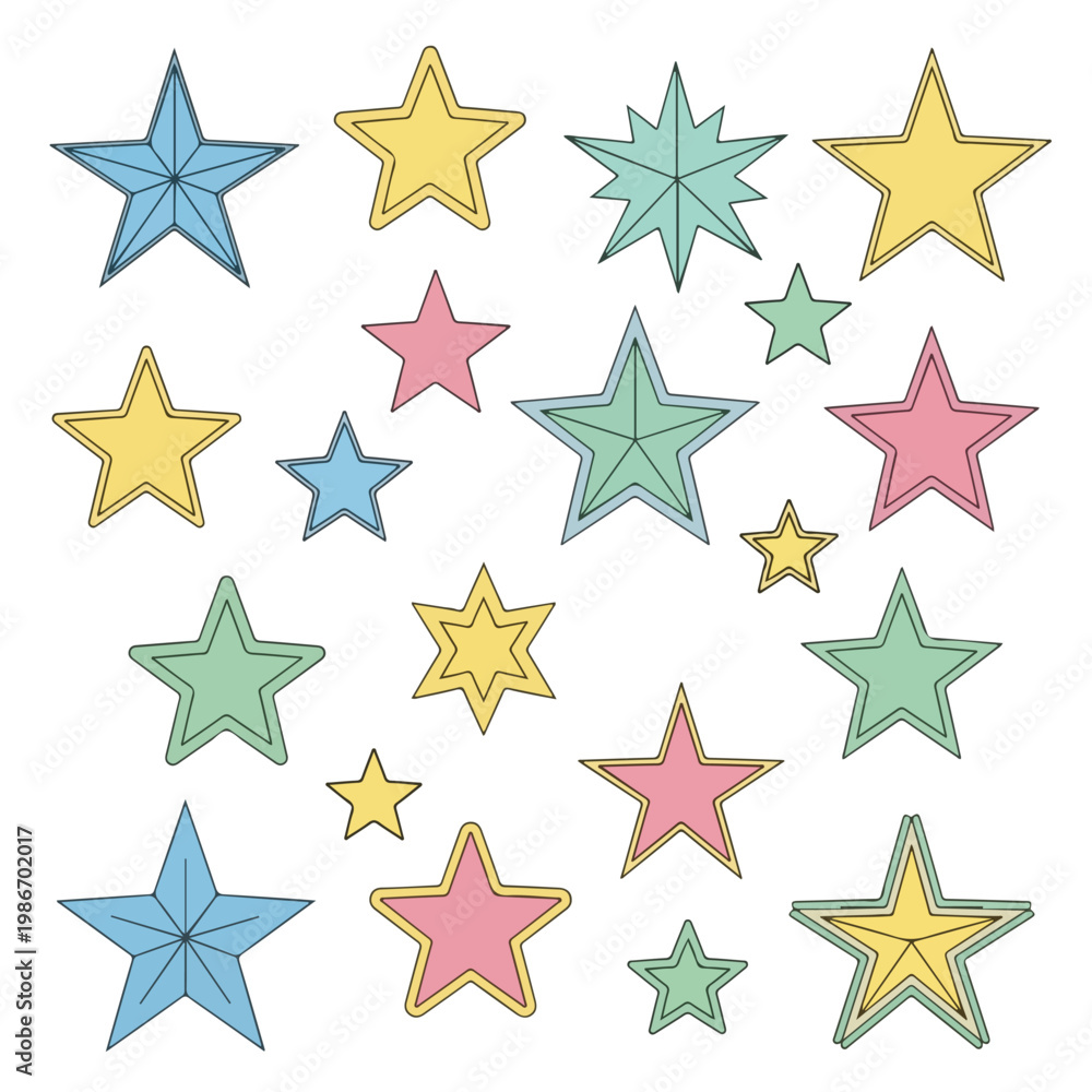 Obraz premium A colorful array of 20 stars