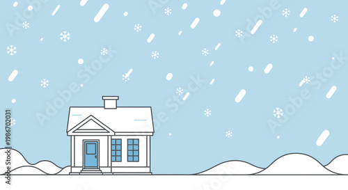 Small house in the snow.