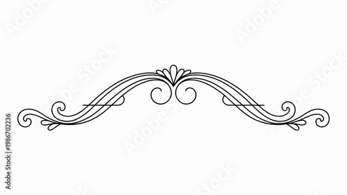 An elegant black flourish design is displayed featuring curved lines and symmetrical floral motifs creating a decorative border element high quality professional detailed modern stylish clean