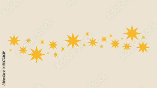 A scattering of bright yellow stars is depicted against a soft neutral beige background creating a whimsical and cheerful composition high quality professional detailed modern elegant