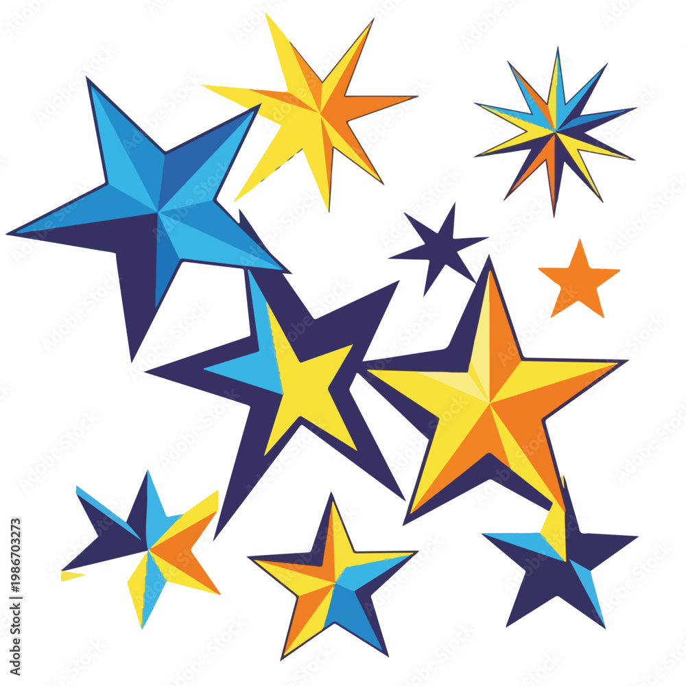 Obraz premium A colorful bunch of stars on white