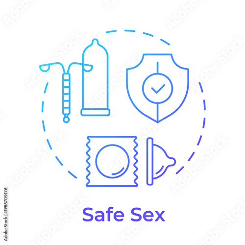 Safe sex blue gradient concept icon. Contraception products, health protection. Sexual health. Round shape line illustration. Abstract idea. Graphic design. Easy to use in brochure, article