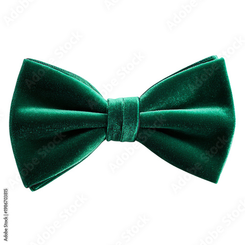 Elegant Emerald Green Velvet Bow Tie Isolated on White Formal