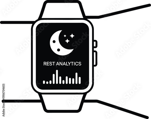Smartwatch sleep tracking app interface with moon and stars icon