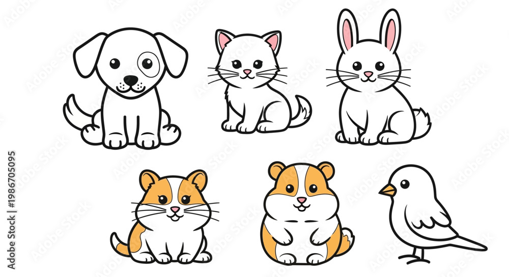 Naklejka premium Cute cartoon animals sitting together.